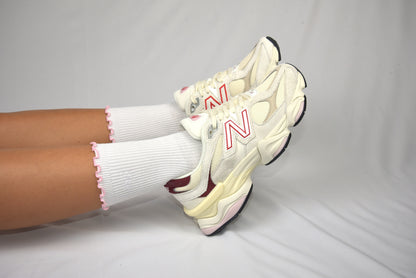 Frill edge compression sock mid crew in White