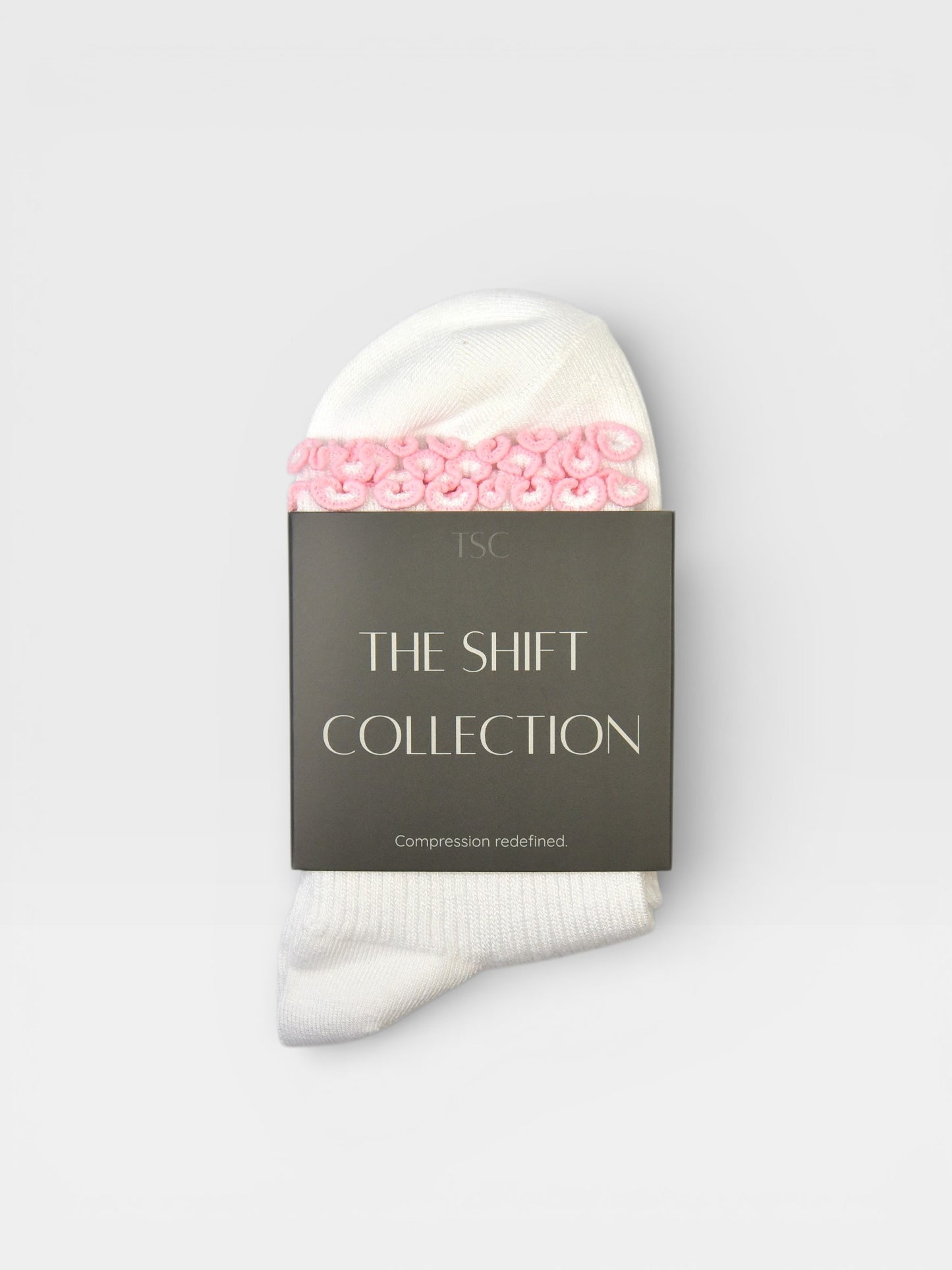 Frill edge compression sock mid crew in White